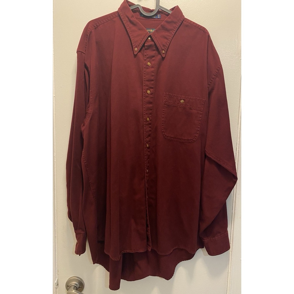Colours Alexander Julian Shirt Mens XL Cotton Long Sleeve Logo Red Burgundy Vtg